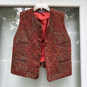 vintage 90s ralph lauren purple label carpeted paisley suit vest size L**